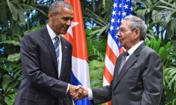 Le président américain Barack Obama et son homologue cubain Raul Castro à La Havane le 21 mars 2016