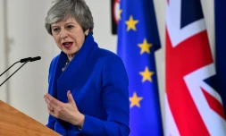 La PremiĂšre ministre britannique Theresa May le 11 avril 2019 Ă Bruxelles, en Belgique