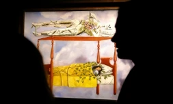 Le tableau "Le rêve (la chambre)" de Frida Kahlo, présenté dans un bâtiment de Sotheby's à New York, le 8 nobre 2025.