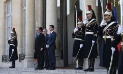 Le président François Hollande, le Premier ministre Manuel Valls, le 12 mars 2016 à l'Elysée