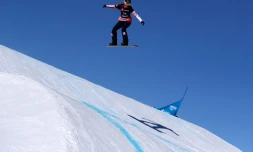 La Française Chloé Trespeuch lors d'une épreuve de snowboardcross à Solitude (Utah), aux Etats-Unis, le 31 janvier 2019