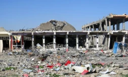 Destruction dans un quartier de Ramadi après des affrontements entre les forces irakiennes et les jihadistes, le 25 décembre 2015