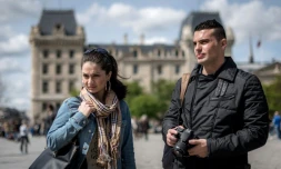 Marina Golbahari et son mari Noorullah Azizi le 14 avril 2016 à Paris
