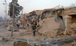 Dégâts après un attentat contre le consulat allemand de Mazar-i-Sharif, le 11 novembre 2016