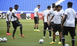 Les joueurs de l'OL Ă l'entraĂźnement, le 13 septembre 2016 Ă Lyon