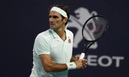 Roger Federer, lors du Masters 1000 de Miami, le 29 mars 2019