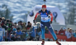 La Russe Ekaterina Glazyrina, le 14 décembre 2014 lors de l'étape de la Coupe du monde à Hochfilzen