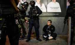 Police clashed with demonstrators at nearly a dozen locations on Sunday