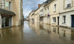 Une rue inondée à Craon, le 20 juin 2024 en Mayenne