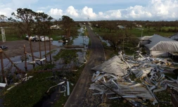 Des maisons détruites après le passage de l'ouragan Ida, le 30 août 2021 près de Montegut, en Louisiane