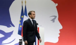 Le président Emmanuel Macron le 8 octobre 2019 à Paris lors de l'hommage aux victimes de l'attaque de la préfecture de police de Paris