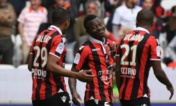 Le milieu de Nice Jean-Michel Seri (c) auteur d'un doublé contre Nancy à l'Allianz Riviera, le 15 avril 2017