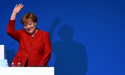 La Chancelière allemande Angela Merkel après sa réélection à la tête de la CDU, le 6 décembre 2016 à Essen