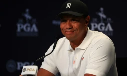 Le golfeur américain Tiger Woods en conférence de presse à New York le 14 mai 2019