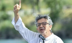 Jean-Luc Mélenchon aux "Amphis d'été" de La France insoumise le 23 août 2020, à  Châteauneuf-sur-Isère (Drôme)