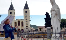 La statue de la Vierge Marie à Medjugorje, au sud de la Bosnie, le 15 mai 2017