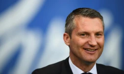 Olivier Létang, alors directeur sportif du PSG, lors d'un match des féminines contre le Bayern en Ligue des champions féminine Parc des Princes, le 29 mars 2017