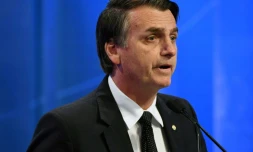 Jair Bolsonaro, candidat à l'élection présidentielle au Brésil, le 17 août 2018, sur le plateau de la télévision Rede TV