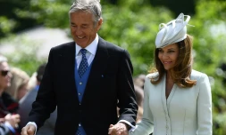 David and Jane Matthews arrivent pour le mariage de leur fils James Matthews avec Pippa Middleton, le 20 mai 2017 à Englefield, dans l'ouest de Londres