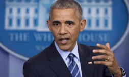 Le président Obama tient une conférence de presse à Washington le 16 décembre 2016