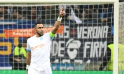 Le capitaine marseillais Dimitri Payet auteur d'un doublé face au RB Leipzig en Europa League au Vélodrome, le 12 avril 2018