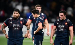 L'équipe de France avec Sébastien Taofifenua, François Trinh-Duc et Camille Chat après le match nui face au Japon, le 27 novembre 2017 à Nanterre