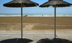 La plage de Jesolo, prĂšs de Venise, le 12 mai 2020 en Italie