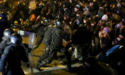 Heurts entre manifestants et forces de police après la condamnation des dirigeants indépendantistes, le 15 octobre 2019 à Barcelone