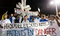 Manifestation du personnel de l'hôpital de  Cayenne, le 29 mars 2017 à Cayenne