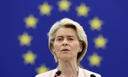 La présidente de la Commission européenne Ursula von der Leyen s'exprime devant le Parlement européen à Strasbourg le 18 juillet 2024  