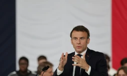Le président de la République Emmanuel Macron au lycée pro Bernard Palissy de Saintes, le 4 mai 2023