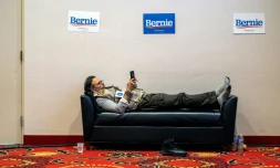 Scène à Des Moines, dans l'Iowa, en attendant les résultats