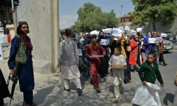 Des femmes manifestent pour leurs droits, à Kaboul, le 3 septembre 2021