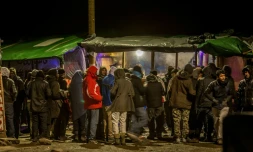 Des migrants dans la "Jungle" le 2 mars 2016 Ă Calais