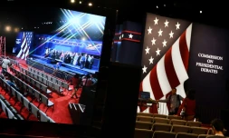 Vue intérieure le 18 octobre 2016 de la salle de l'Université du Nevada à Las Vegas où se déroulera le 3e débat entre Hillary Clinton et Donald Trump