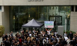 Les salariés d'iTELE le 28 octobre 2016 à Boulogne-Billancourt