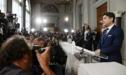 Giuseppe Conte donne la liste des membres de son gouvernement, Ă Rome le 4 septembre 2019.