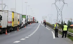 Un barrage routier sur la rocade Ă  Caen, le 17 mai 2016