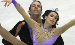 Sarah Abitbol et son partenaire Stéphane Bernadis lors des Championnats d'Europe, à Bratislava, le 24 janvier 2001