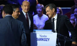 Francois Fillon, Alain Juppé et Niolas Sarkozy lors du second débat télévisé des candidats à la primaire de la droite et du centre le 3 novembre 2016 à Paris