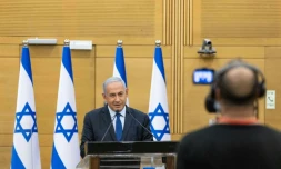 Le Premier ministre israélien Benjamin Netanyahu prononce une déclaration politique à la Knesset, le Parlement israélien, à Jérusalem, le 30 mai 2021