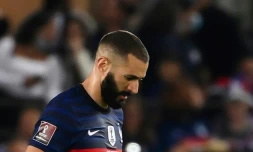 L'attaquant de l'équipe de France Karim Benzema lors d'un match de qualification au Mondial-2022 contre la Bosnie-Herzégovine le 1er septembre 2021 à Strasbourg
