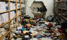 Vue de la salle des coffres de la banque cambriolée le 29 décembre 2025 à Gelsenkirchen, en Allemagne