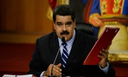 Le président du Venezuela Nicolas Maduro lors d'une conférence de presse au palais présidentiel à Caracas, le 17 mai 2016