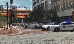 La zone où a eu lieu la fusillade dans un tournoi de jeu vidéo à Jacksonville, en Floride, le 26 août 2018
