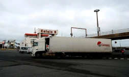 Arrivée à Calais d'un camion en provenance d'Angleterre, le 1er janvier 2020