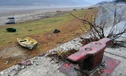 Le lac de Jablanica desséché à Konjic, en Bosnie, le 7 février 2017