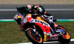 L'Espagnol Dani Pedrosa au guidon de sa Honda lors des qualifications pour le GP d'Espagne, le 6 mai 2017 à Jerez de la Frontera