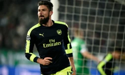 Olivier Giroud célèbre un but pour Arsenal, le 1er novembre 2016 face à Ludogorets à Sofia   