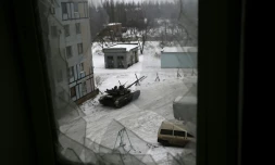 Un char des forces ukrainiennes à Avdiïvka, près de Donetsk, dans l'est séparatiste prorusse de l'Ukraine, le 2 février 2017